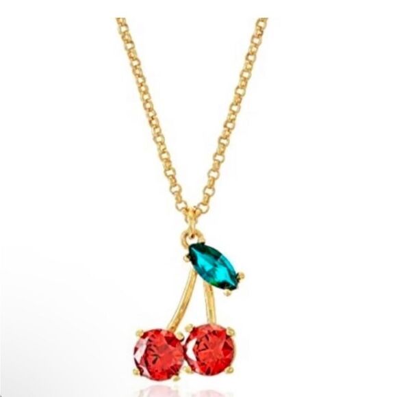 NWT New Kate Spade NY Ma Cherie Cherry Mini Crystal Pendant Necklace - Picture 1 of 8
